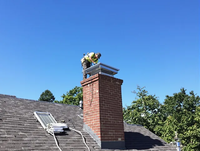 Fort Lauderdale Chimney Sweep technician measuring a chimney cap in Fort Lauderdale, FL