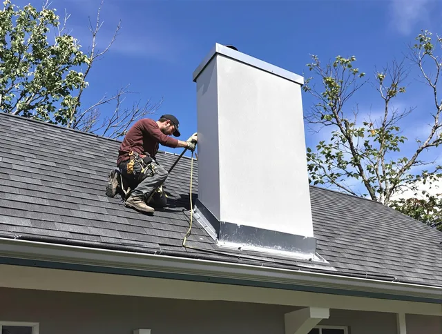 Fort Lauderdale Chimney Sweep team member finishing chimney construction in Fort Lauderdale, FL