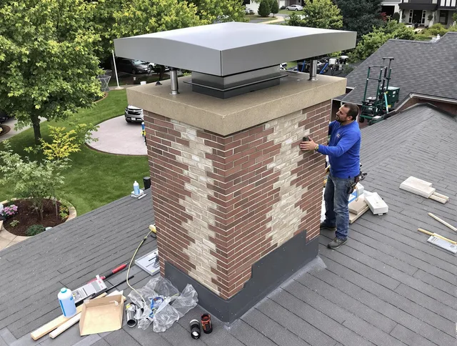 Fort Lauderdale Chimney Sweep team working on a custom chimney remodel in Fort Lauderdale, FL
