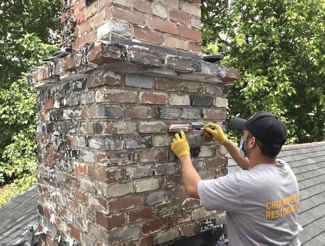 In-progress chimney restoration by Fort Lauderdale Chimney Sweep in Fort Lauderdale, FL