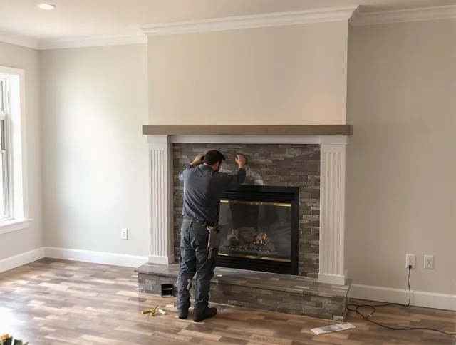 Fort Lauderdale Chimney Sweep finishing a custom fireplace install in Fort Lauderdale, FL